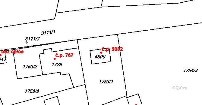 Čelákovice 2082 na parcele st. 4800 v KÚ Čelákovice, Katastrální mapa