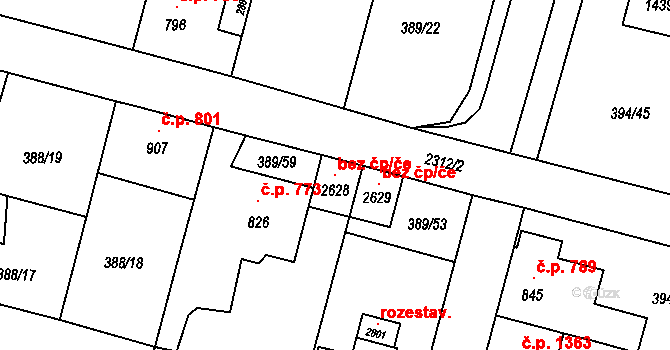 Opava 97038679 na parcele st. 2628 v KÚ Kateřinky u Opavy, Katastrální mapa