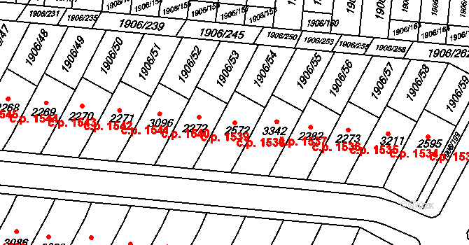 Bystřice pod Hostýnem 1538 na parcele st. 2572 v KÚ Bystřice pod Hostýnem, Katastrální mapa