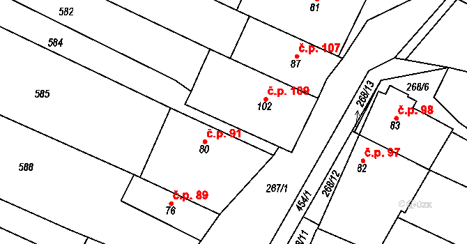 Hrochov 109, Lipová na parcele st. 102 v KÚ Hrochov, Katastrální mapa