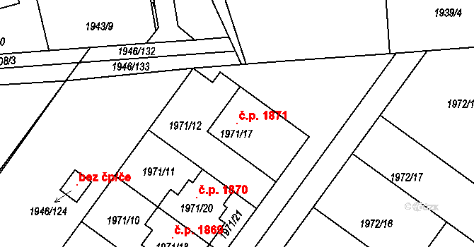 Holešov 1871 na parcele st. 1971/17 v KÚ Holešov, Katastrální mapa
