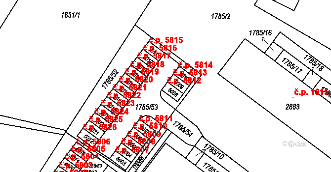 Česká Třebová 5812 na parcele st. 5008 v KÚ Česká Třebová, Katastrální mapa