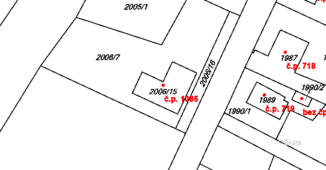 Pod Cvilínem 1085, Krnov na parcele st. 2006/15 v KÚ Opavské Předměstí, Katastrální mapa