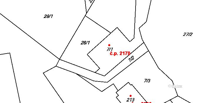 Šumperk 2170 na parcele st. 7/1 v KÚ Horní Temenice, Katastrální mapa
