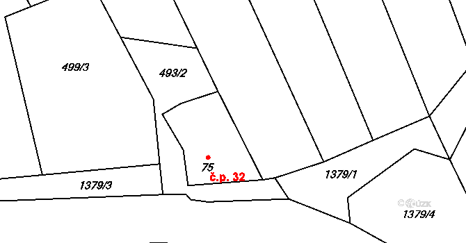 Nesperská Lhota 32, Vlašim na parcele st. 75 v KÚ Nesperská Lhota, Katastrální mapa