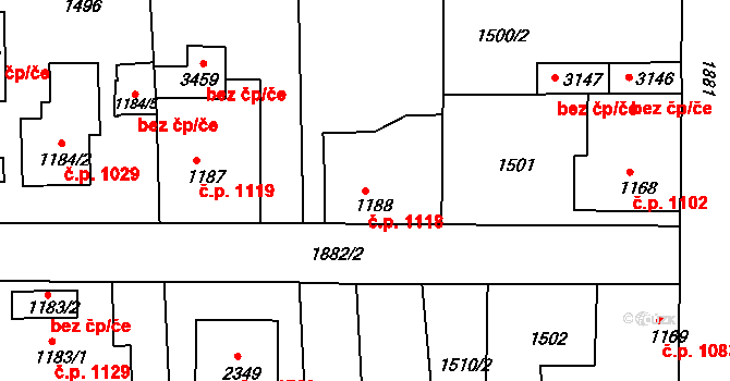 Brandýs nad Labem 1118, Brandýs nad Labem-Stará Boleslav na parcele st. 1188 v KÚ Brandýs nad Labem, Katastrální mapa