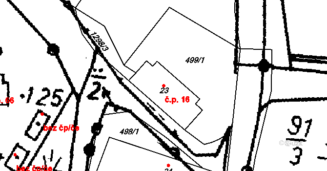 Sedlo 16, Číměř na parcele st. 23 v KÚ Sedlo u Číměře, Katastrální mapa
