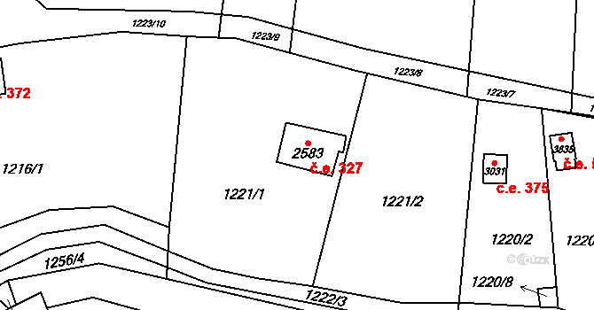 Blansko 327 na parcele st. 2583 v KÚ Blansko, Katastrální mapa