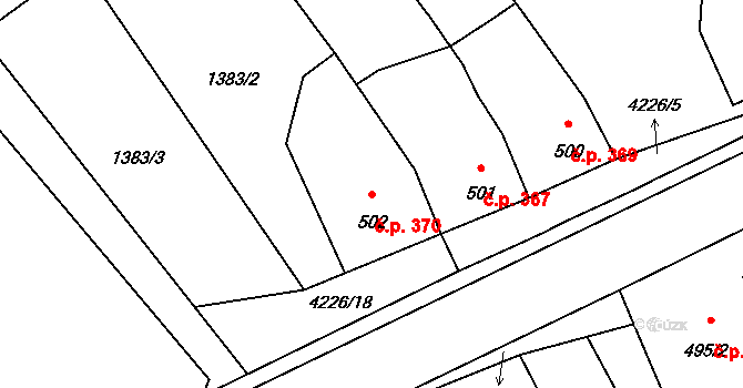 Kardašova Řečice 370 na parcele st. 502 v KÚ Kardašova Řečice, Katastrální mapa