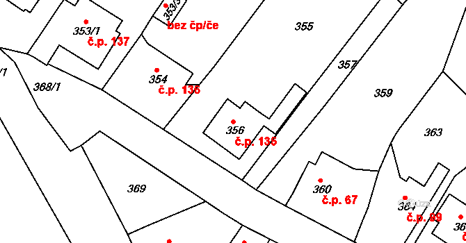 Mojžíř 135, Ústí nad Labem na parcele st. 356 v KÚ Mojžíř, Katastrální mapa