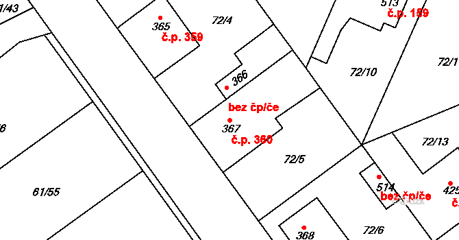 Litol 360, Lysá nad Labem na parcele st. 367 v KÚ Litol, Katastrální mapa