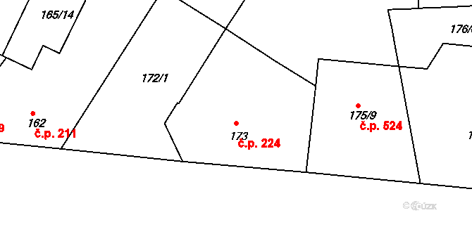 Trnitá 224, Brno na parcele st. 173 v KÚ Trnitá, Katastrální mapa