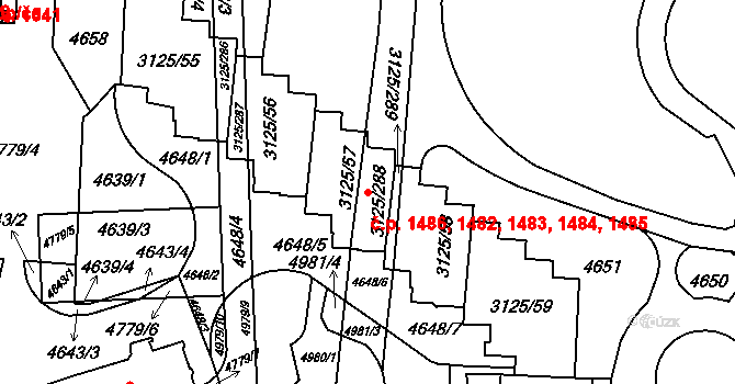 Řečkovice 1482,1483,1484,1485,, Brno na parcele st. 3125/59 v KÚ Řečkovice, Katastrální mapa