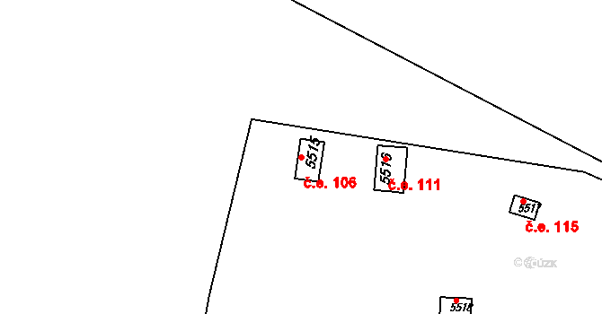 Královo Pole 106, Brno na parcele st. 5515 v KÚ Královo Pole, Katastrální mapa