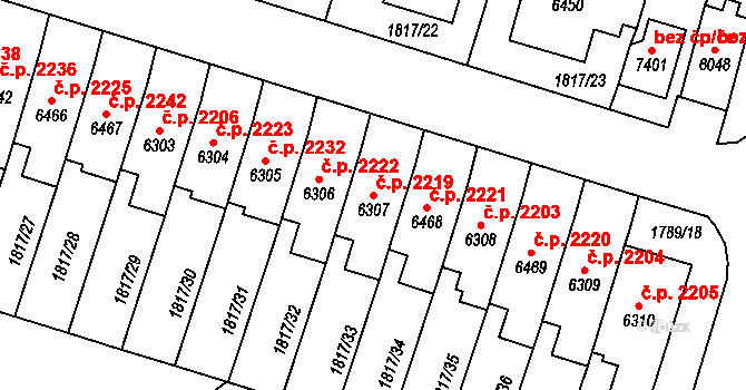 Cheb 2219 na parcele st. 6307 v KÚ Cheb, Katastrální mapa