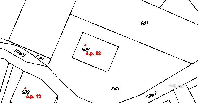 Františkov 68, Suchdol nad Lužnicí na parcele st. 862 v KÚ Klikov, Katastrální mapa