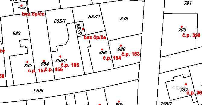 Řepy 154, Praha na parcele st. 886 v KÚ Řepy, Katastrální mapa