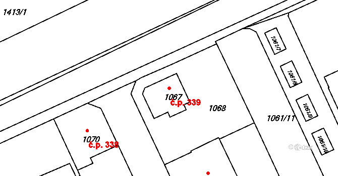 Liberec XI-Růžodol I 339, Liberec na parcele st. 1067 v KÚ Růžodol I, Katastrální mapa