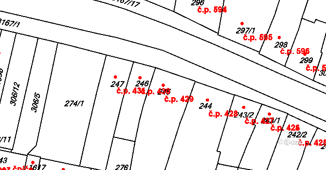 Ivančice 429 na parcele st. 245 v KÚ Ivančice, Katastrální mapa