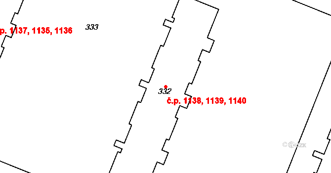 Podlesí 1138,1139,1140, Havířov na parcele st. 332 v KÚ Bludovice, Katastrální mapa