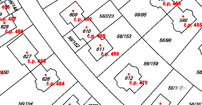 Hovorčovice 469 na parcele st. 611 v KÚ Hovorčovice, Katastrální mapa