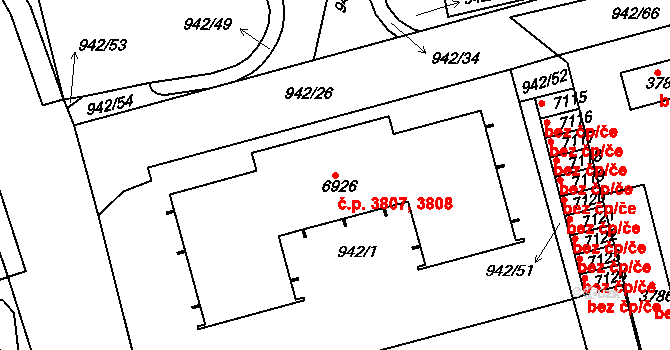 Havlíčkův Brod 3807,3808 na parcele st. 6926 v KÚ Havlíčkův Brod, Katastrální mapa