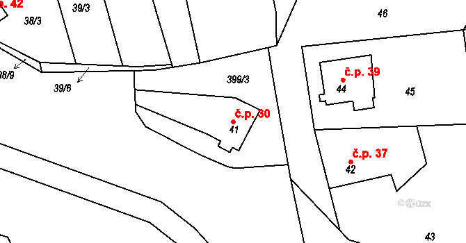 Luh nad Svatavou 30, Josefov na parcele st. 41 v KÚ Luh nad Svatavou, Katastrální mapa
