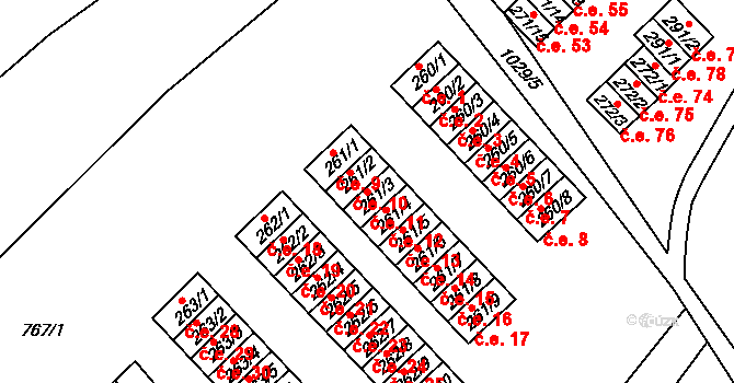 Janov 11, Litvínov na parcele st. 261/3 v KÚ Janov u Litvínova, Katastrální mapa