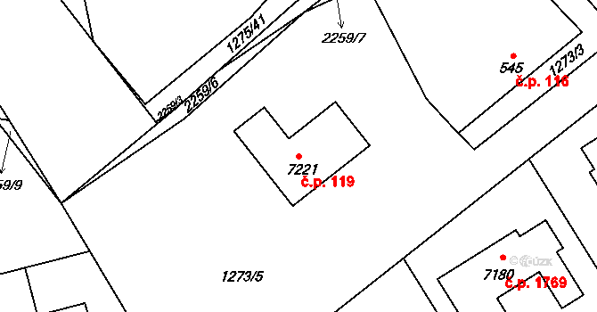 Beroun-Město 119, Beroun na parcele st. 7221 v KÚ Beroun, Katastrální mapa