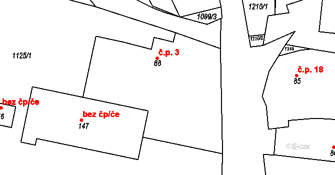 Humenec 3, Teplýšovice na parcele st. 88 v KÚ Teplýšovice, Katastrální mapa