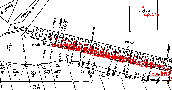 Dobšice 1181 na parcele st. 970/12 v KÚ Dobšice u Znojma, Katastrální mapa