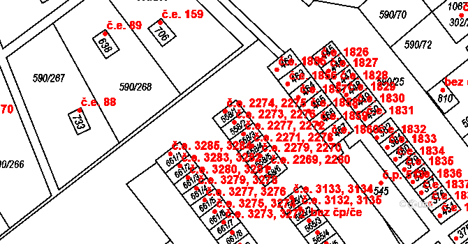 Mladcová 2273,2276, Zlín na parcele st. 558/2 v KÚ Mladcová, Katastrální mapa