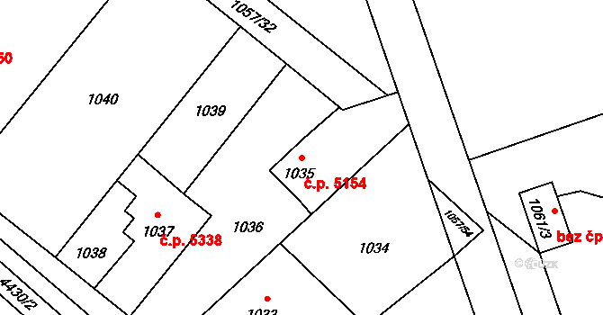 Třebovice 5154, Ostrava na parcele st. 1035 v KÚ Třebovice ve Slezsku, Katastrální mapa