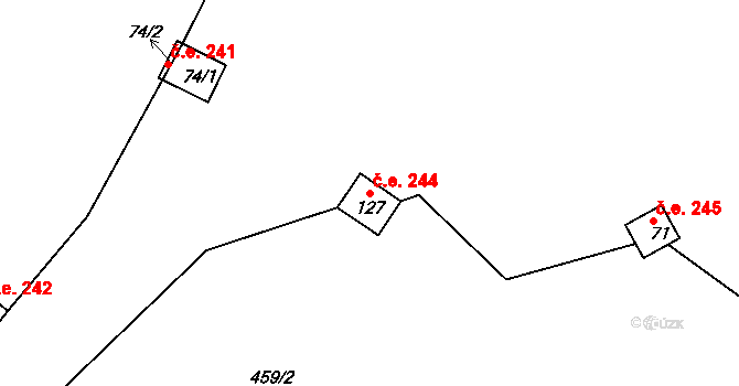 Samařov 244, Liboměřice na parcele st. 127 v KÚ Nové Lhotice, Katastrální mapa