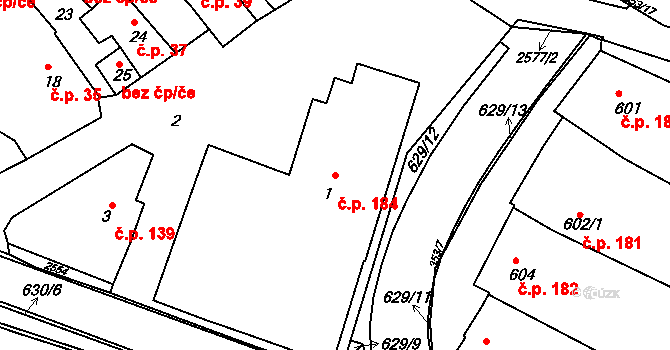 Bylnice 184, Brumov-Bylnice na parcele st. 1 v KÚ Bylnice, Katastrální mapa