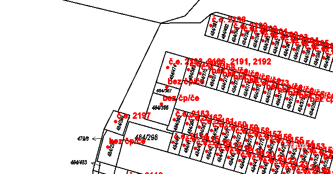 Podlesí 2165,2194, Havířov na parcele st. 484/367 v KÚ Bludovice, Katastrální mapa