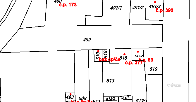 Opatovice 46050680 na parcele st. 510 v KÚ Opatovice u Rajhradu, Katastrální mapa