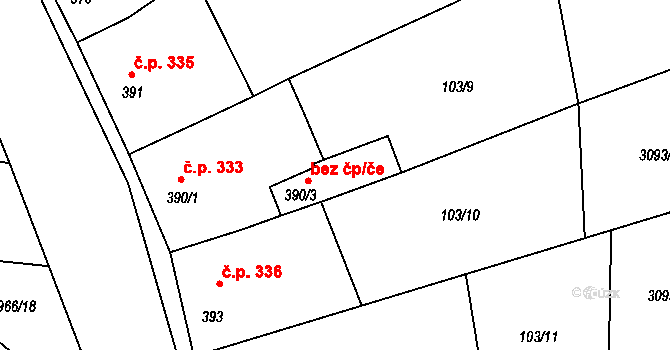Brumovice 47080680 na parcele st. 390/3 v KÚ Brumovice, Katastrální mapa