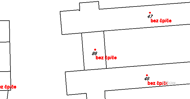 Černovice 48133680 na parcele st. 86 v KÚ Černovice u Bukovce, Katastrální mapa