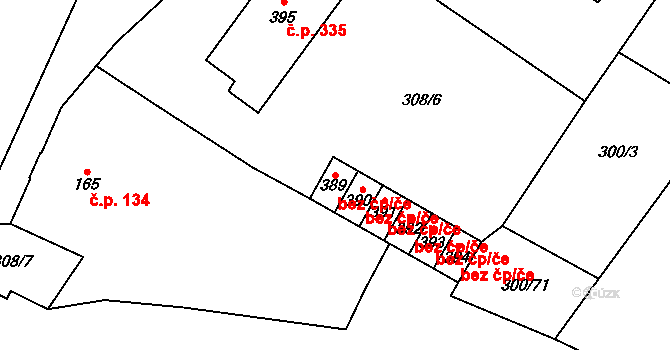 Ostroměř 49678680 na parcele st. 389 v KÚ Ostroměř, Katastrální mapa