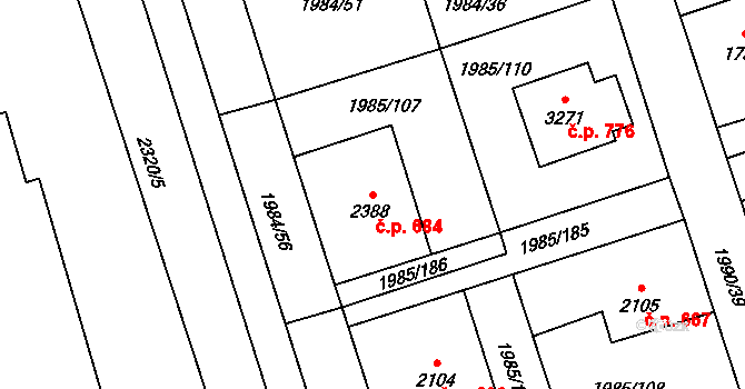 Beroun-Závodí 684, Beroun na parcele st. 2388 v KÚ Beroun, Katastrální mapa