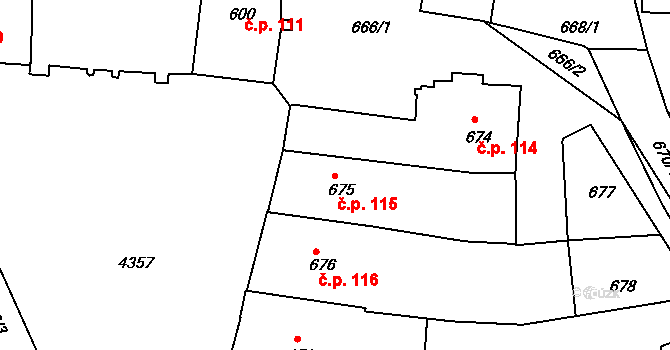 Veselí nad Lužnicí I 115, Veselí nad Lužnicí na parcele st. 675 v KÚ Veselí nad Lužnicí, Katastrální mapa