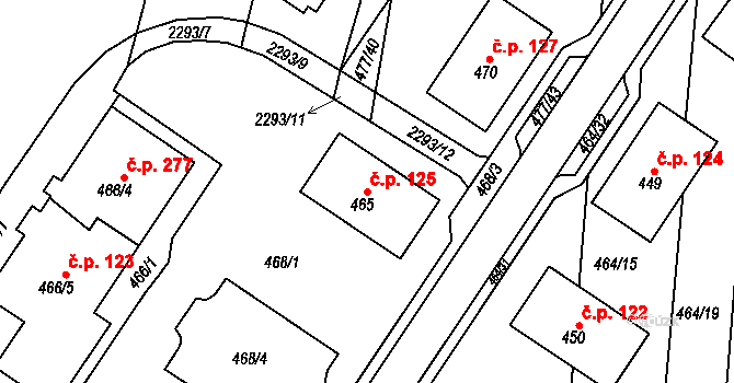 Malé Předměstí 125, Horšovský Týn na parcele st. 465 v KÚ Horšovský Týn, Katastrální mapa