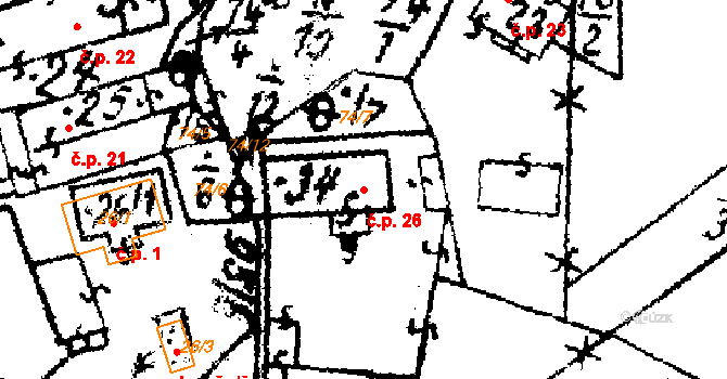 Březí 26, Žinkovy na parcele st. 34 v KÚ Březí u Žinkov, Katastrální mapa