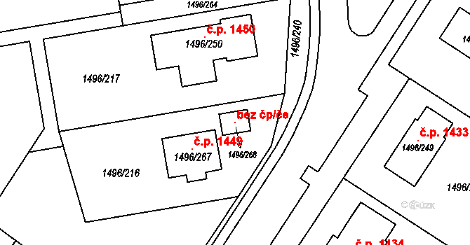 Brumov-Bylnice 100631681 na parcele st. 1496/268 v KÚ Bylnice, Katastrální mapa