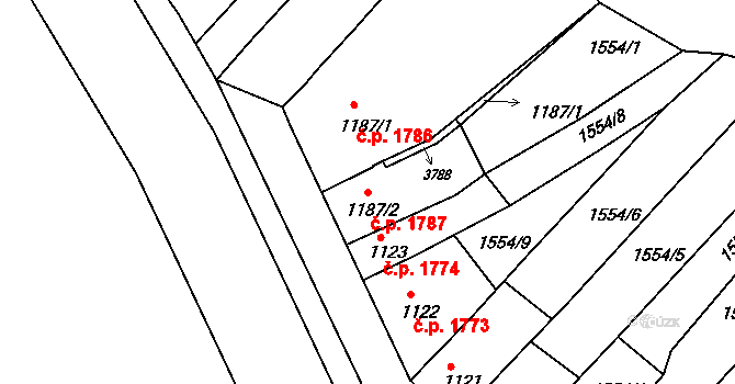 Kroměříž 1787 na parcele st. 1187/2 v KÚ Kroměříž, Katastrální mapa