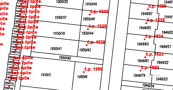 Holešov 1538 na parcele st. 1950/42 v KÚ Holešov, Katastrální mapa