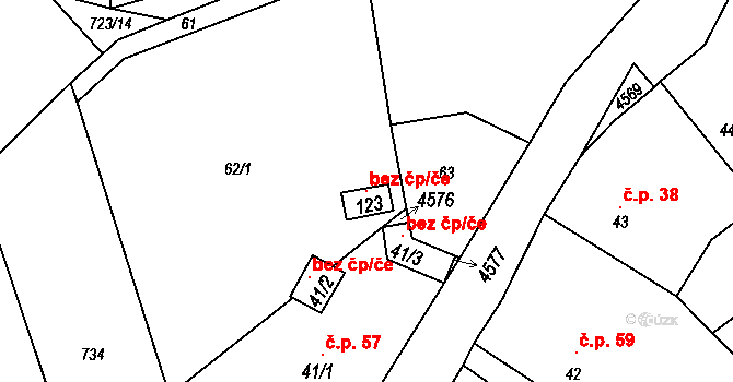 Hrádek 106533681 na parcele st. 123 v KÚ Čejkovy, Katastrální mapa