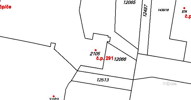Hrušovany nad Jevišovkou 291 na parcele st. 2105 v KÚ Hrušovany nad Jevišovkou, Katastrální mapa