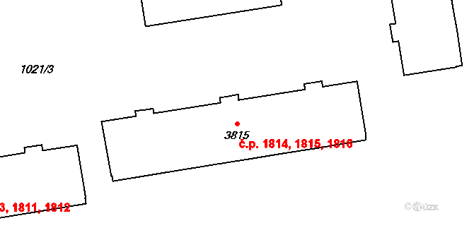 Hranice I-Město 1814,1815,1816, Hranice na parcele st. 3815 v KÚ Hranice, Katastrální mapa